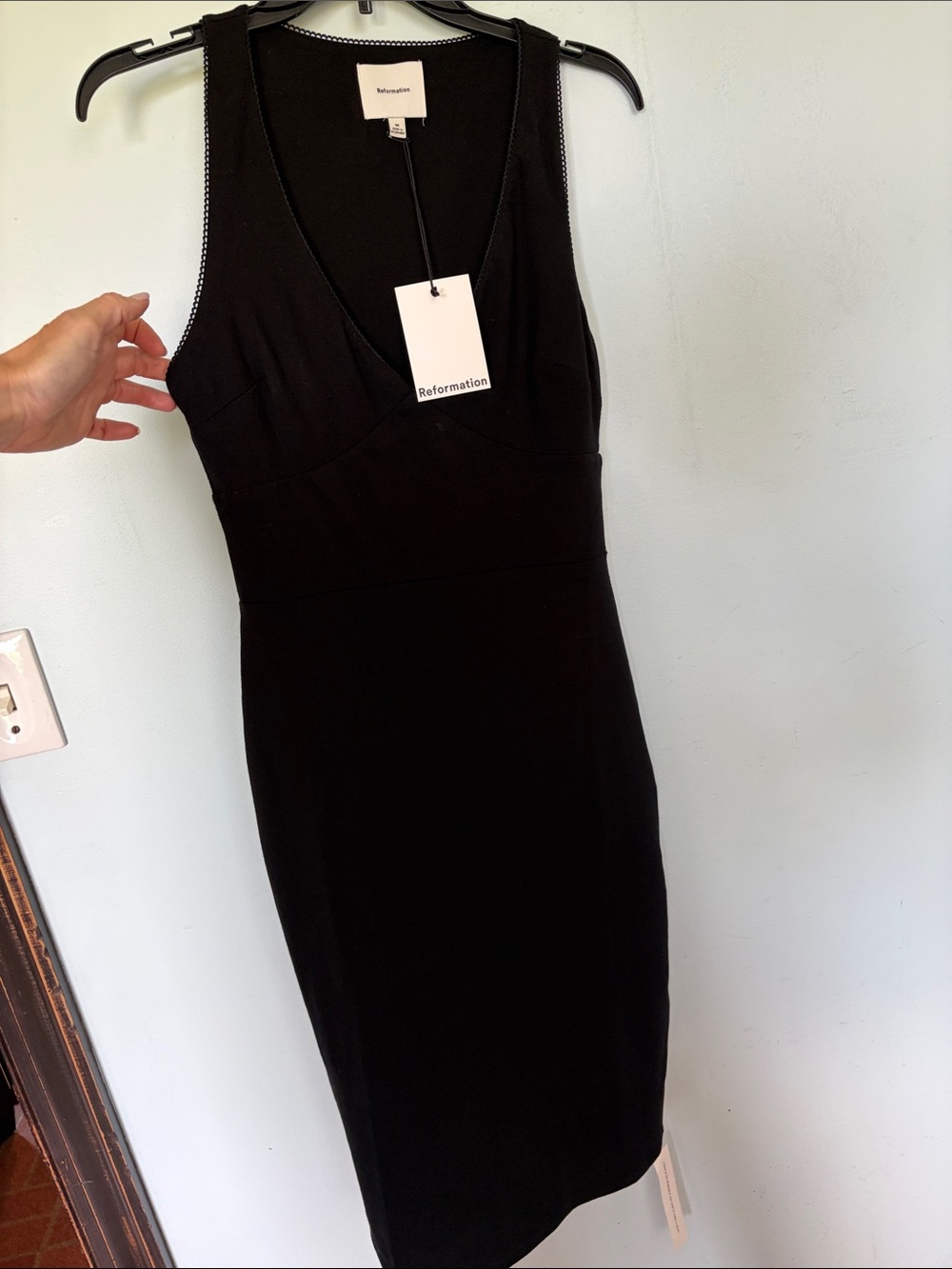 Reformation Black V-Neck Sleeveless Sheath Dress